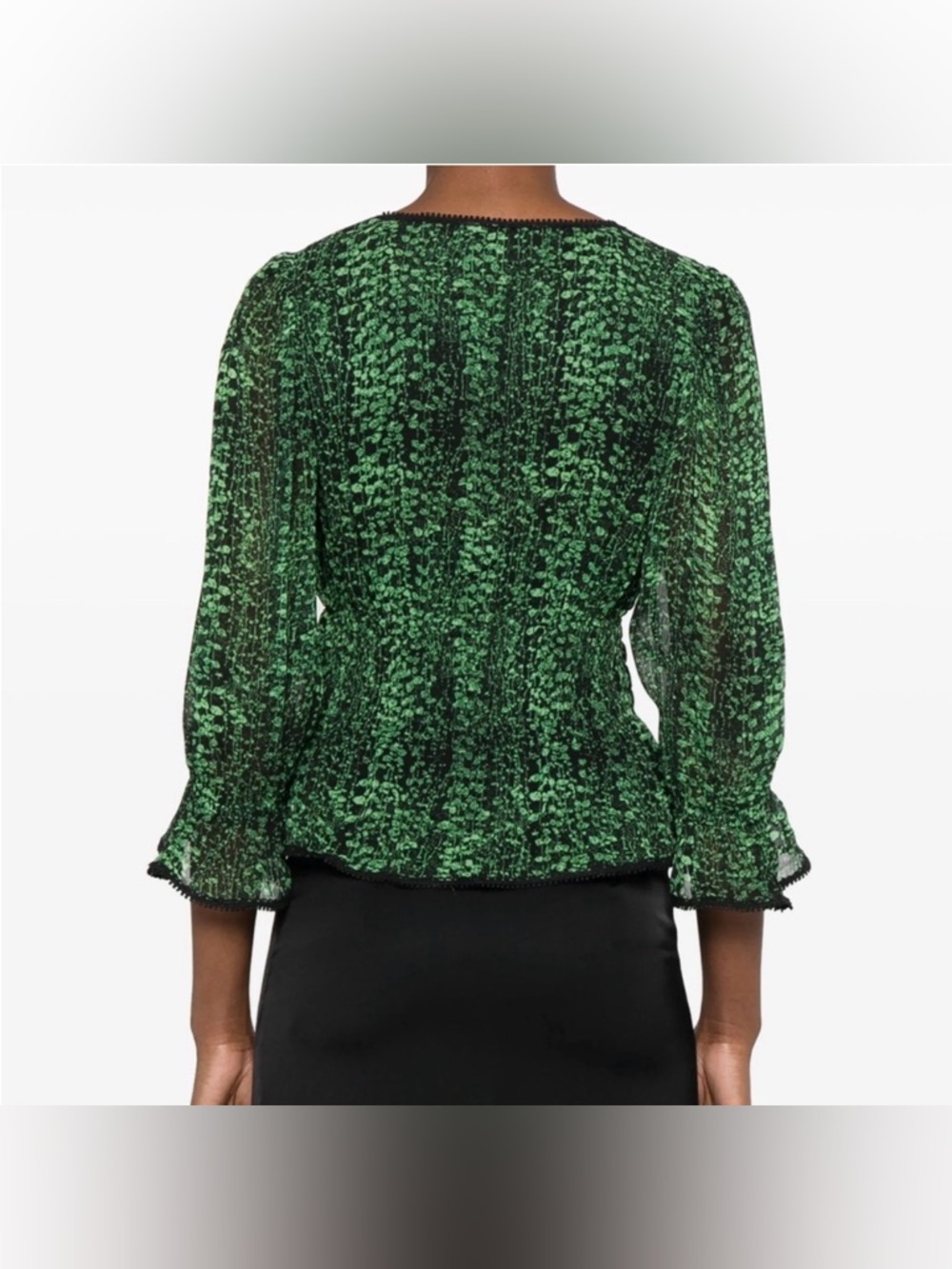 ba&sh Green Printed Peplum Blouse Small - Picture 3 of 10